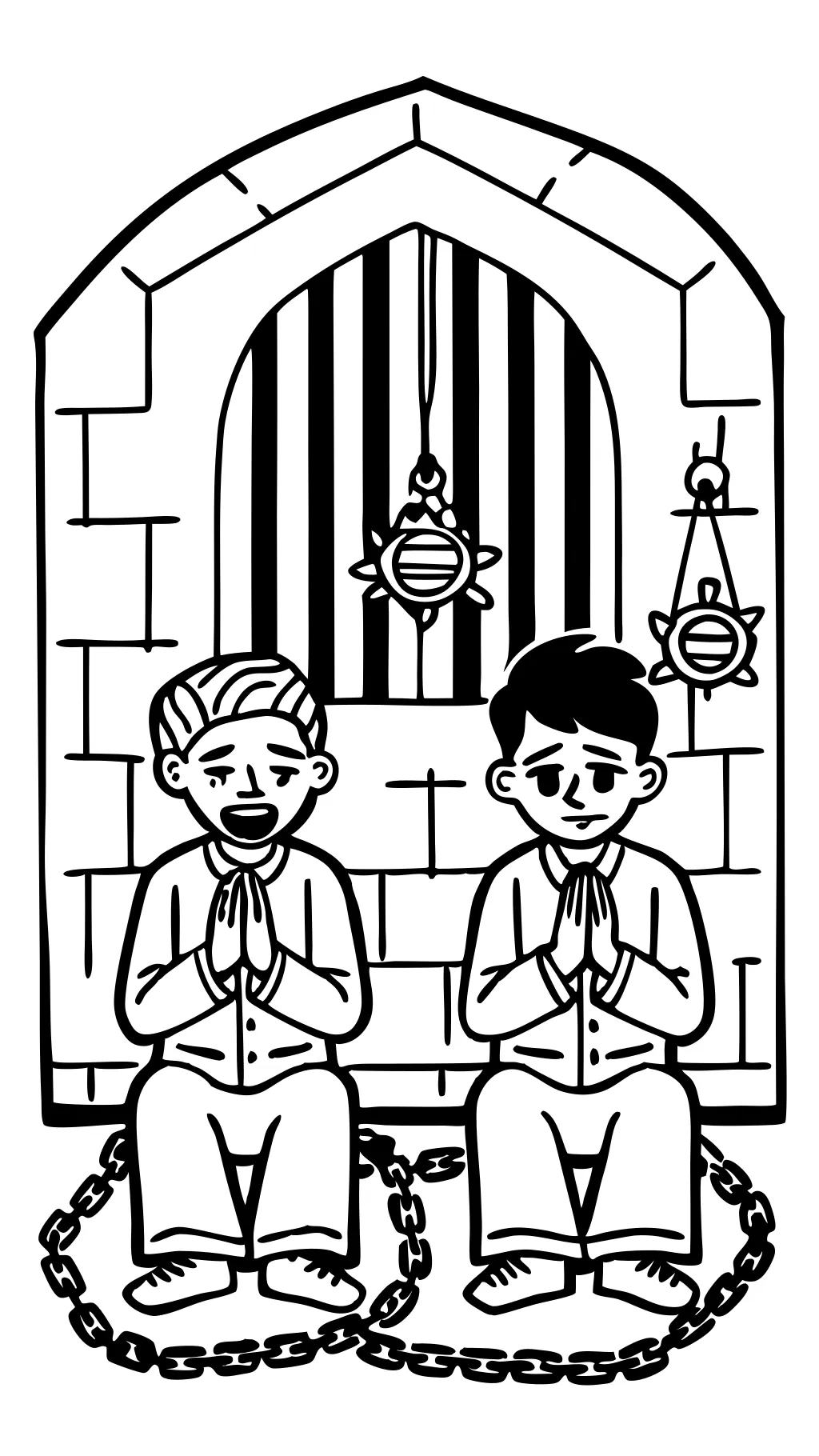 Paul et Silas en prison coloriage